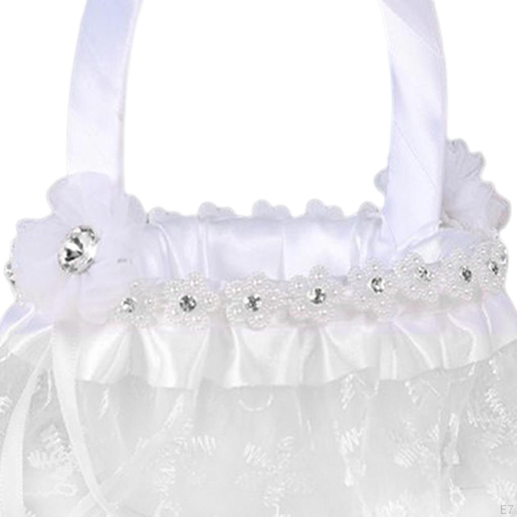 Elegant Wedding Flower Girl Basket Symbol White European Style for Party Supplies Ceremony