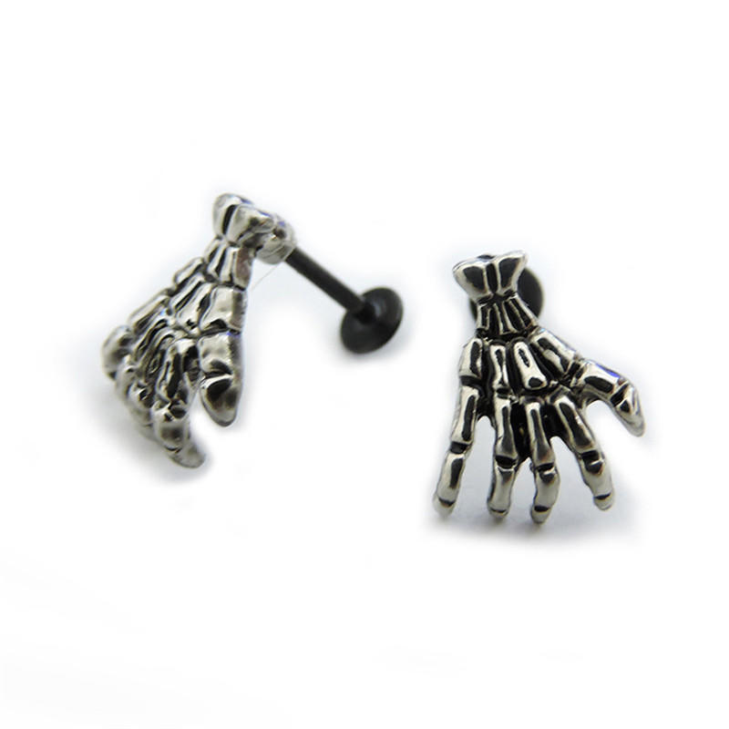 Women Skull Hand Lip Piercing Jewelry Punk Piercing Skeleton Lip Labret