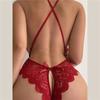 Lingerie Women Lace Transparent Pajamas Set Sexy Sleepwear Deep V Pajama Set Erotic Nightdress
