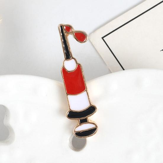 Brooch Pin Fashion Syringe Shape Alloy Enamel Injector Doctor Badge Jacket Decoration