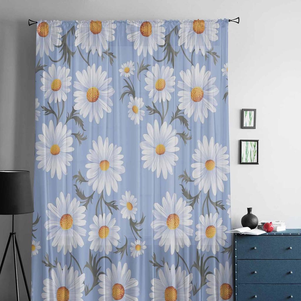 Ręcznie malowane kwiatowe chryzantemy minimalistyczne tiulowe zasłony okienne do sypialni luksusowe zasłony domowe do salonu panele szyfonowe