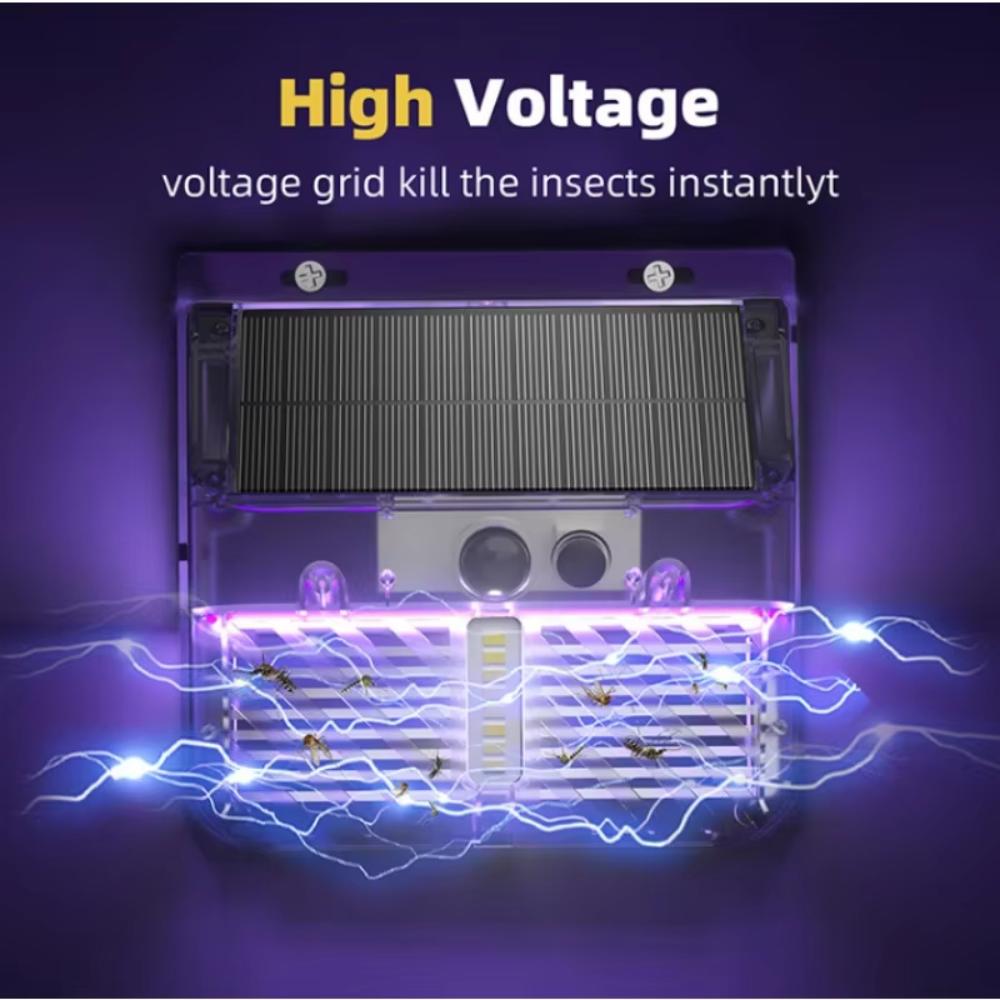 Outdoor LED Solar Mosquito Killing Lamp Waterproof 2 IN 1 Ultraviolet Electric Shock Mosquito Killing Induction Garden Lamp