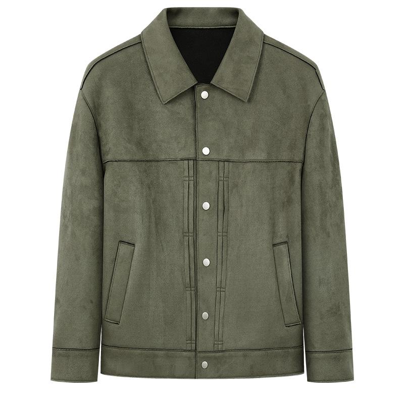 Suede Jacket Men's Spring and Autumn Lapel Jacket Korean Version Casual Loose Tooling Ruffian Handsome Retro Top