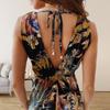European and American women's clothing, new summer models, fashionable casual printing backless strap dress women