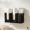 Wall Mounted Paper Cup Holder 3 Compartments Straw Organizer Coffee Cup Dispenser  Home Office