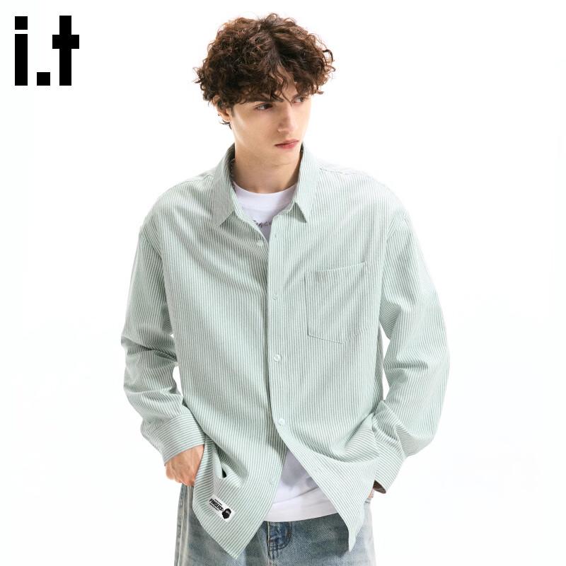 fingercroxxit Men s Oxford Striped Long Sleeve Shirt M