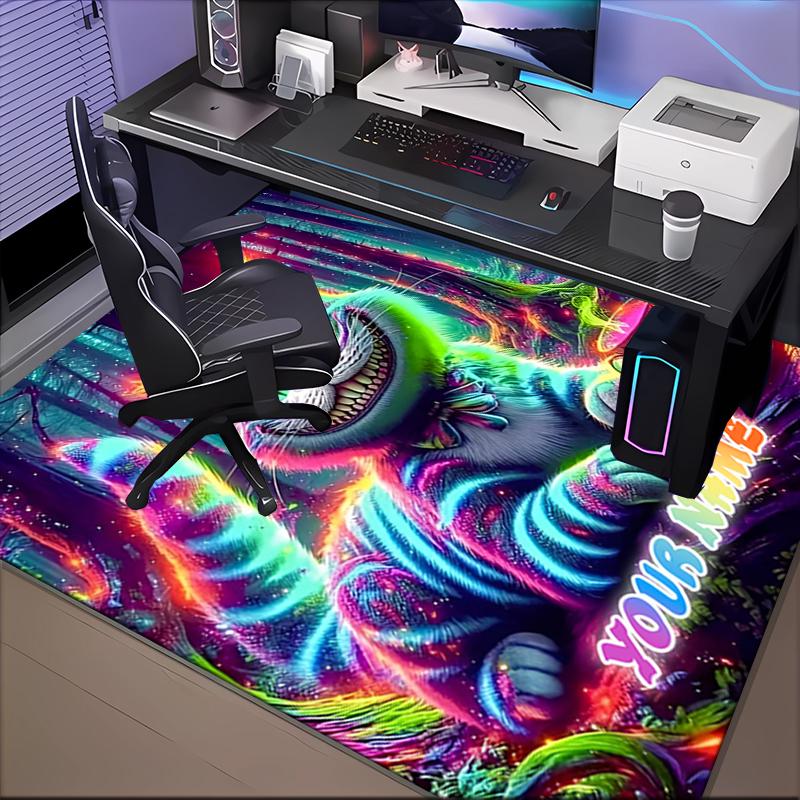1PC Custom Name Neon Forest Cat Theme Floor Mat Ideal for Living Room, Game Rooms, Office, Bedroom,Floor Mat Playful Design5