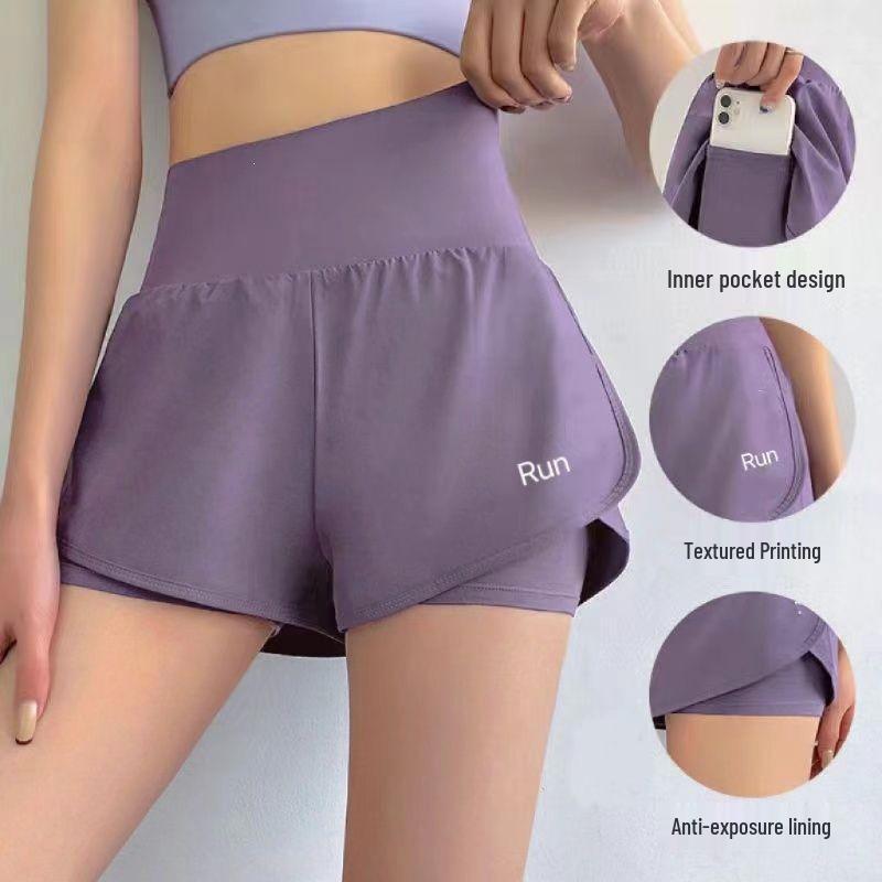 Women's Quick-Dry Yoga Pants with Built-In Shorts - Anti-Exposure, Summer Fitness, Running Training, 3/4 Length