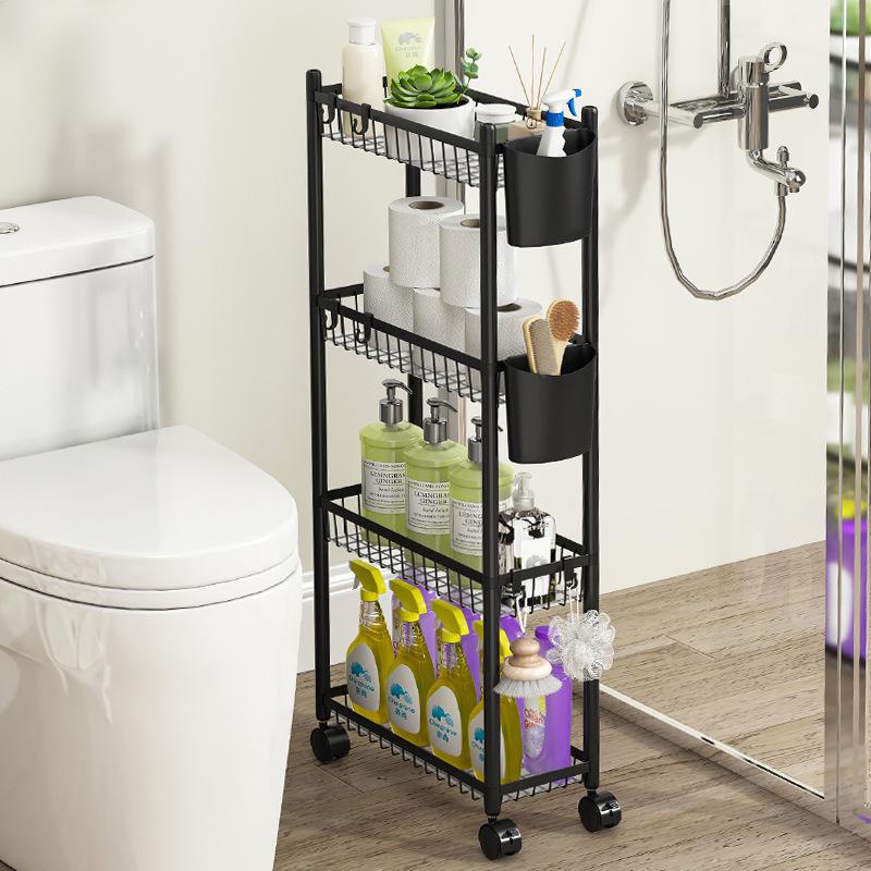 Multi-layer Bathroom Shelf with Wheels - Narrow Gap Storage Trolley