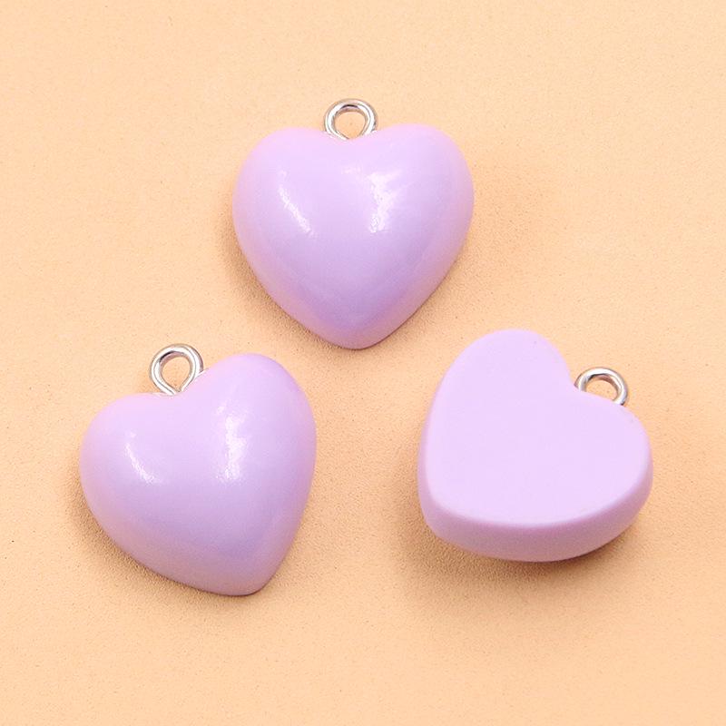 9-Color Geometric Heart Resin Charms: 17x18mm for Bags, Necklaces, Bracelets, Phone Pendants