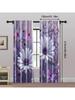 2 Stück   Vorhang-Set Weiße Blumen mit lila Schmetterlingen Polyester Einfache Montage (ohne Stange) Wärmedämmung und Raum