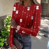 Women's Slim Fit Long Sleeve Base Layer T-Shirt with Christmas Print, Round Neck Pullover Top