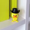 Fun Office Desk Toys Angry Duck Figurine, 3D Printed Yellow Decoration with Cowboy Funny Decor Hat, Little Animal Ornament for Home Desktop,