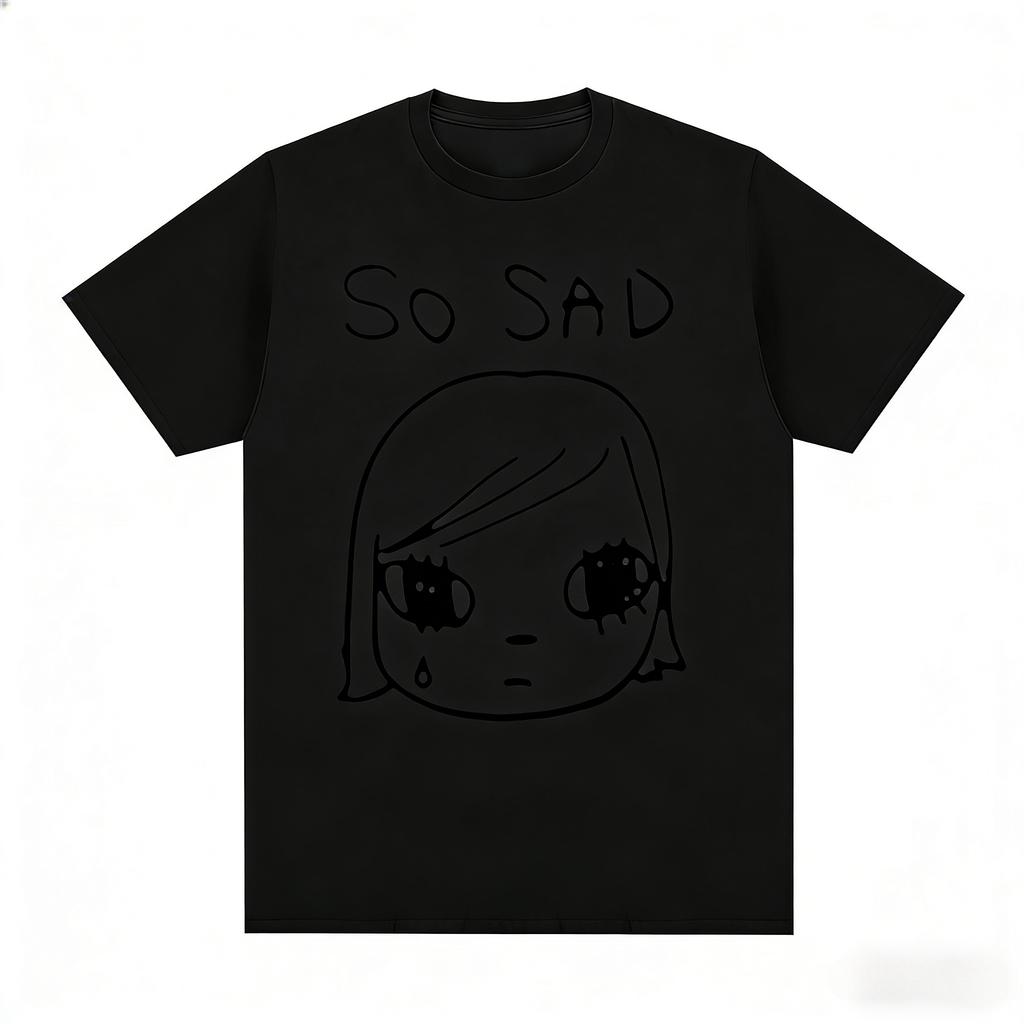 Japanese Party Retro Minimalist Print Cotton Tshirt Unisexs and Womens Summer Style New Product Casual Streetwear