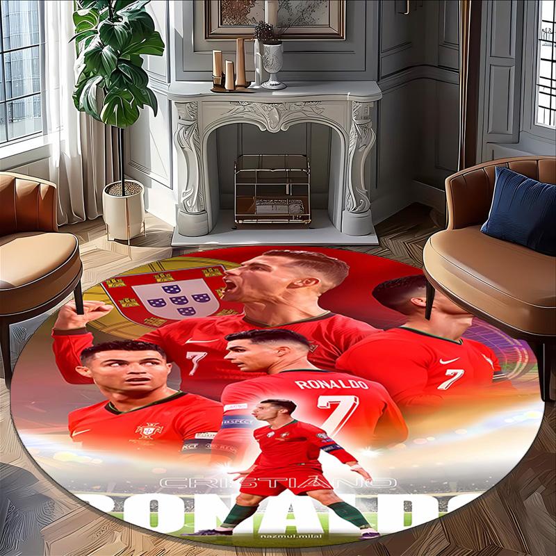 1pc Soccer 7 (4) Print Round Carpet Chair Round Carpet Suitable for Bedroom Living Room Home Decorative Carpet