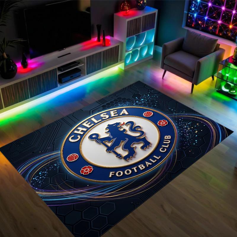 Tappeto in Velluto di Cristallo Design Chelsea FC Accogliente Non?Tappeto Stampato Antiscivolo per Camera da Letto Soggiorno Ingresso