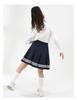 Navy Blue Pleated Cotton Skirt for Medium & Large Girls - Summer School Style