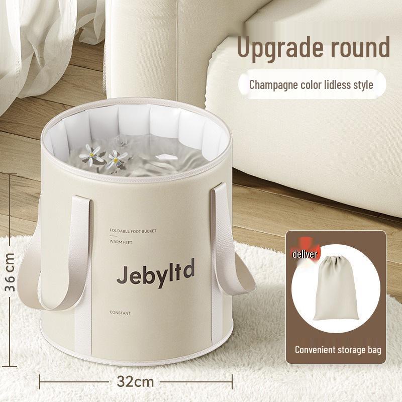 Cartoon Insulated Folding Foot Bath Bucket with Lid - Portable, Thickened Design for Deep Soak