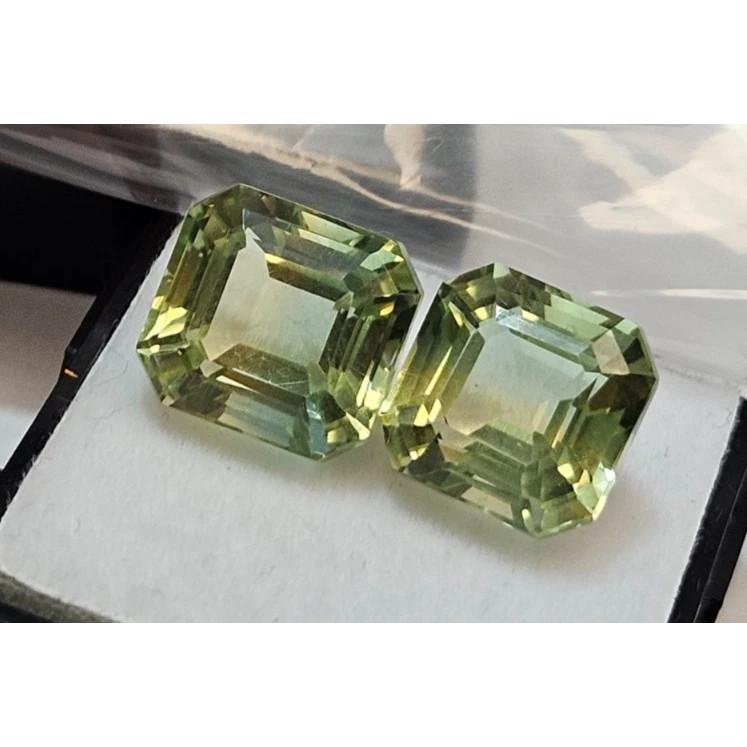 10-12 Ct Natural Tourmaline Bi-Color For Earrings Making Asscher Cut Gemstone
