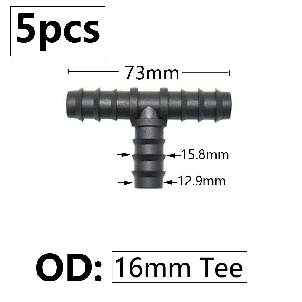 5pcs 16/20/25mm PE Pipe Barb Connector Straight Tee Elbow Plug Garden Water Hose Reducing Splitter Joint Drip Irrigation System
