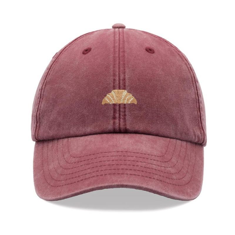 

1pc Croissant Printing Retro Baseball Caps,leisure Washed Unisex Dad Hat Adjustable Faded Sports Sun Food Hiking Summer Holiday Adjustable