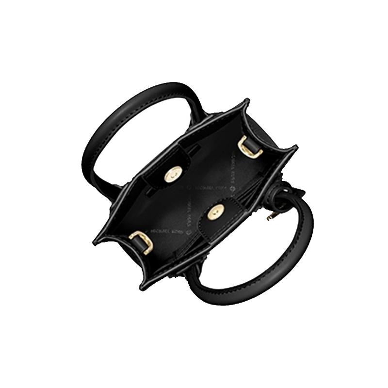 MICHAEL KORS Mercer gold metal charm adjustable shoulder strap cowhide handbag mini women's black extra small