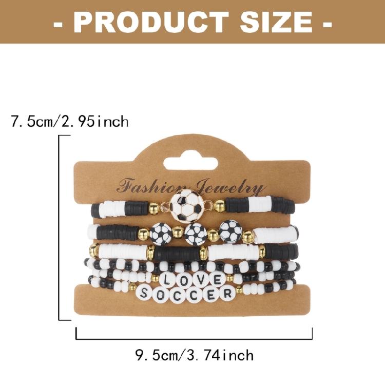 Fashionable Stretch Beaded Sports Bracelet Adjustable Wrist Bangle Soccer Softball Inspired Jewelry For Everyday