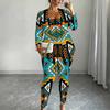 Plus Size Geometric Pattern Print 3 Piece Outfit, Long Sleeve Open Front Cardigan Cami Top Leggings Set for Women