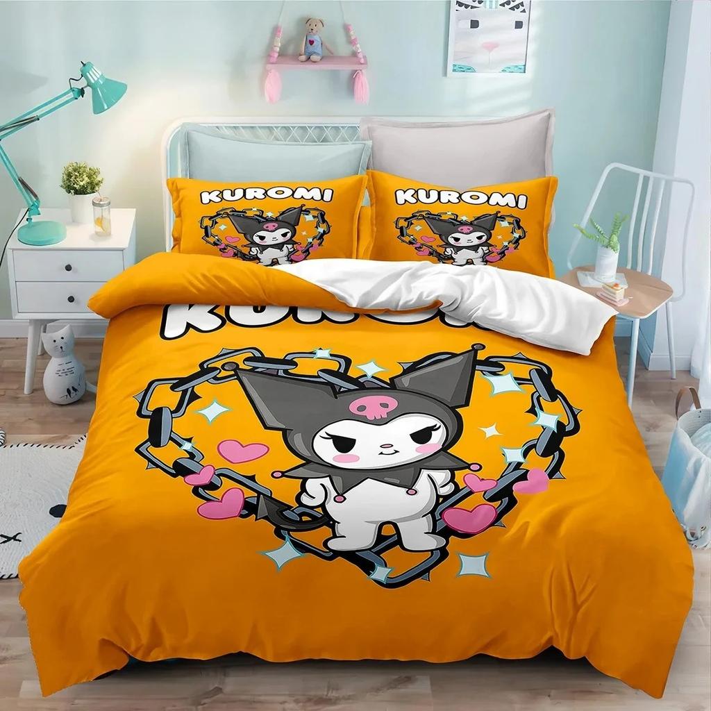 Kuromi Duvet Cover Cartoon Sanrio Full Cute Children's Bedroom 100% Polyester Adult Gift 2/3pcs Bedding Set