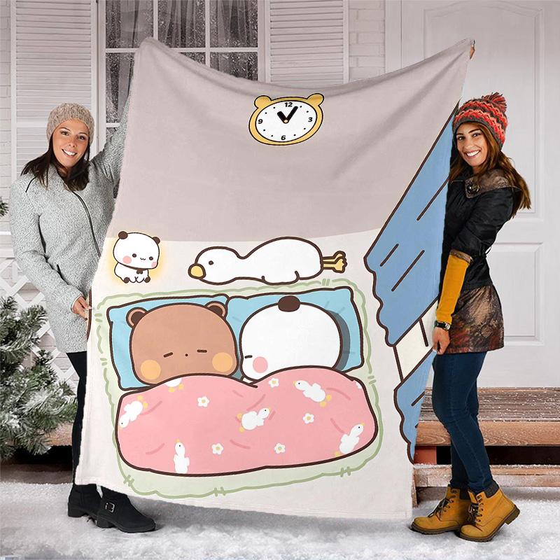 1pc Yier BuBu Bear3 Theme Blanket - Digital Print, Polyester, Cozy for All Seasons, Perfect for Outdoor, Camping, and Travel