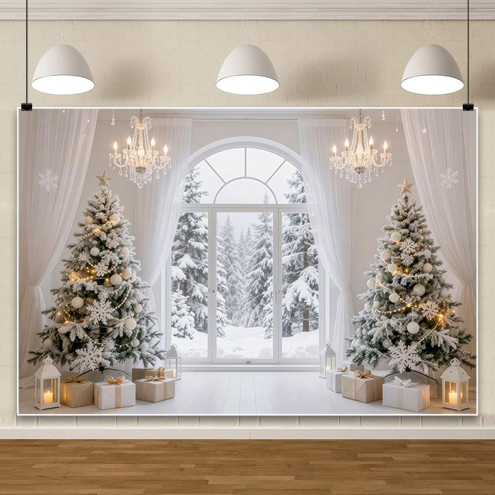 Yeele Photography Backdrop White Curtains Living Room Decor Window Xmas Tree Gift Girls Christmas Wedding Party Photo Background