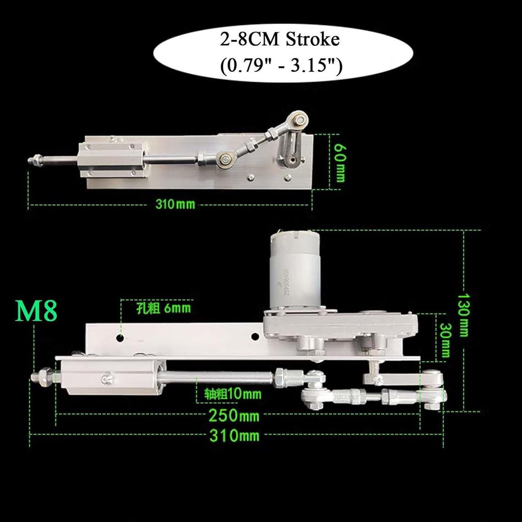 DC 12V/24V lineární aktuátor s vratným cyklem, ozubený, nastavitelný, teleskopický motor s regulátorem rychlosti