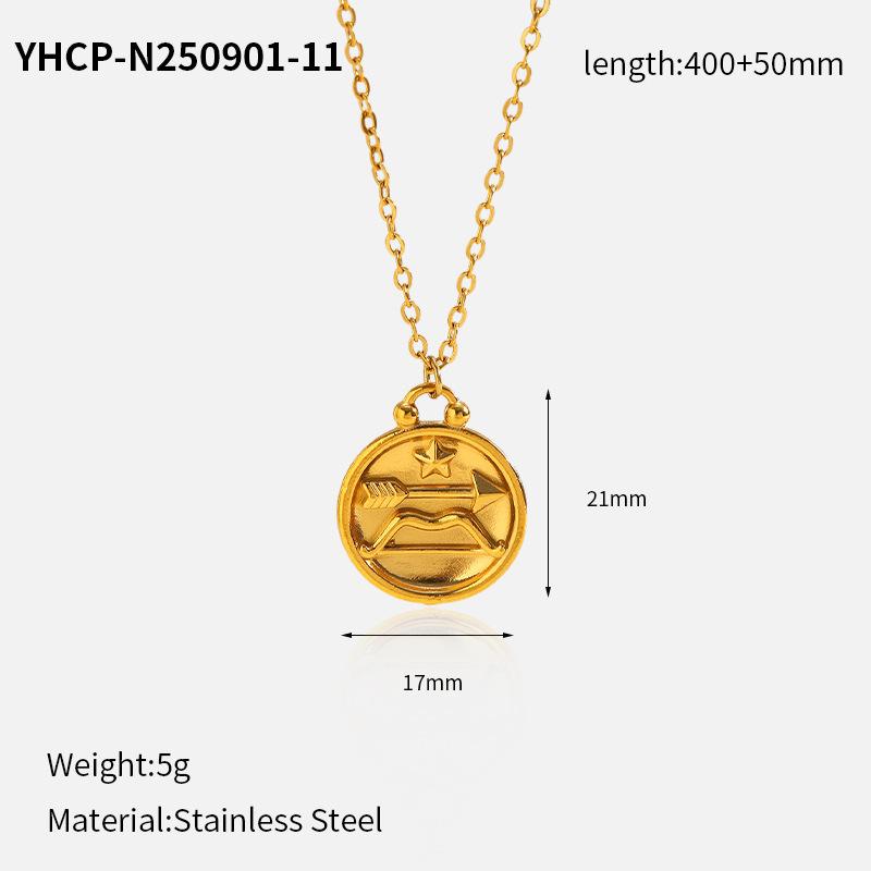 Electroplated Zodiac Pendant Necklace Titanium Steel Light Luxury Choker Fashion Jewelry for Women