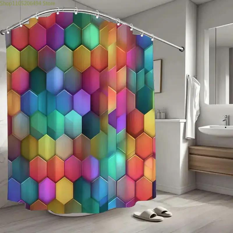 1pc Bathroom Shower Curtain, Metaverse Concept Salon, Tech Day Shower Curtain, Includes 12 Hooks, 180x180cm Bathroom Curtain H