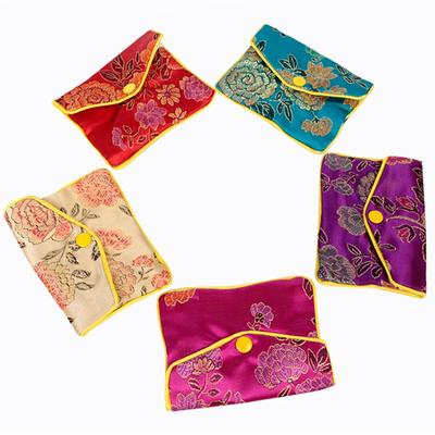 Behälter Geldbörse Seidenstickerei Floral Münzbörse Druckknopf Handgemacht Chinesische Schnalle Geldbörse Schmucktasche Handtaschen Schmuckaufbewahrung