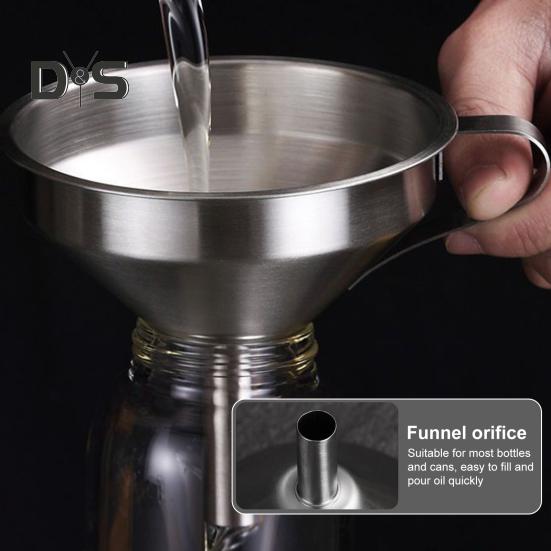 Stainless Steel Filter Funnel 11/13/15cm Food-Grade Metal Filling Funnels for Liquids Dry Ingredients Spices Powders High Heat Resistant Kitchen