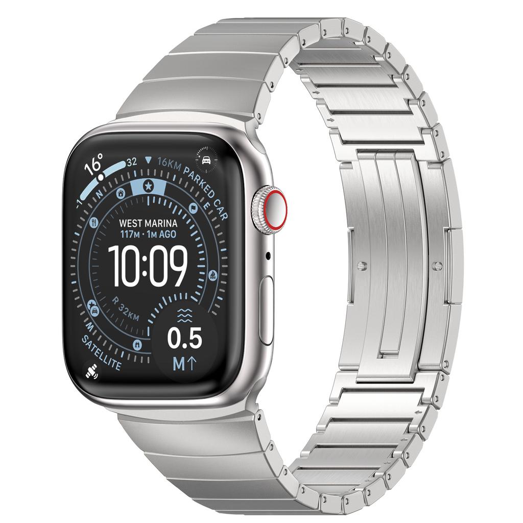BEAEN Luxury Metal Magnetic Buckle Watch Band for Apple Watch Ultra 49mm Sturdy Wear-resistant Band Easy to Remove Watch Parts