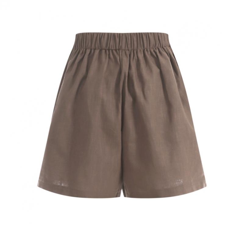 Shop   Women Linen One Tuck Back Banding Shorts Navy Pic Wpt 1395