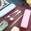304 Stainless Steel Cutlery Set: Spoon, Fork & Chopsticks - Portable Three-Piece Set for Outdoors, Gift, or Students with Custom Logo Option