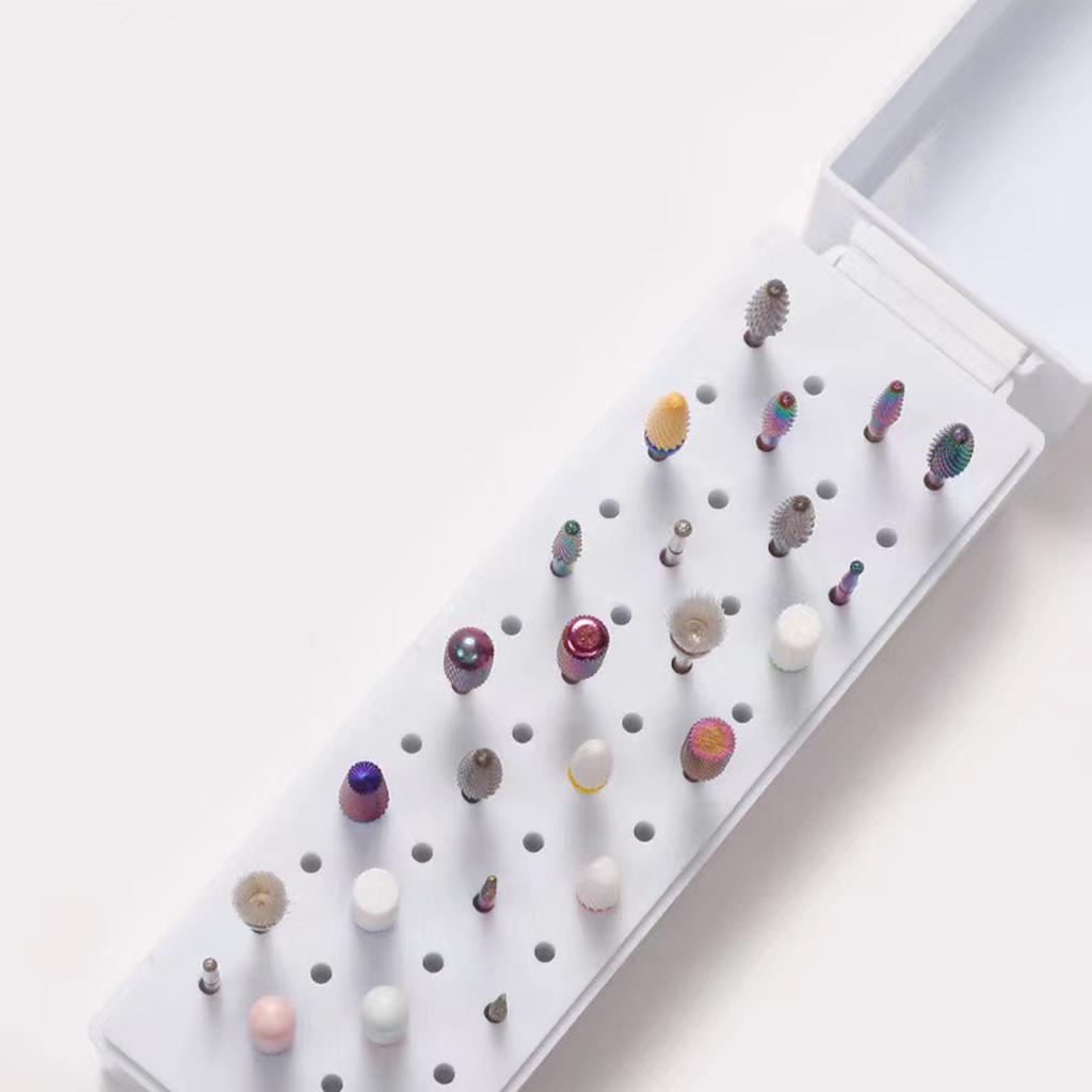 30/48 Holes Nail Drill Bits Storage Box Nail Grinding Head Holder Stand Display Container Milling Cutter Manicure Tool