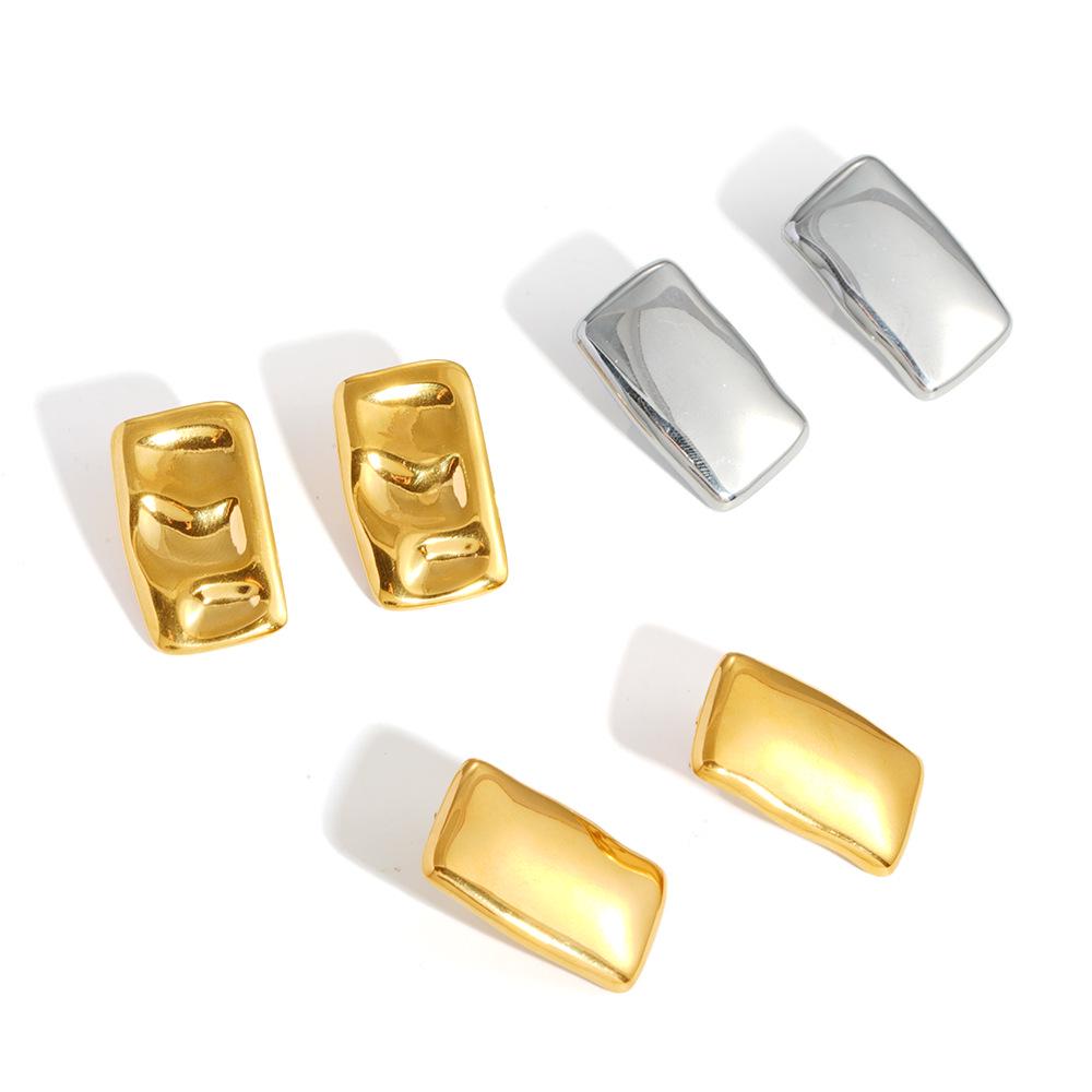 European and American INS Style Geometric Gold-Plated Titanium Square Earrings: High-End Design