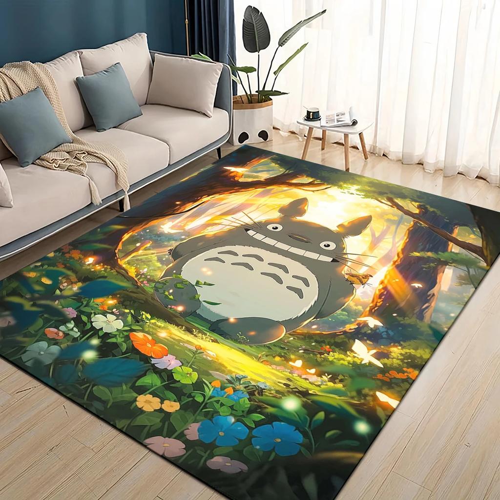 3D T-Totoros Cartoon Area Rug,Carpet Rug for Living Room Children's Bedroom Sofa Doormat Decor,kids Play Non-slip Floor Mat