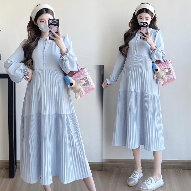 Maternity Dress Spring Autumn 2026 New Fashionable Loose Belly-Covering Shirt Dress Spring Maternity Dress