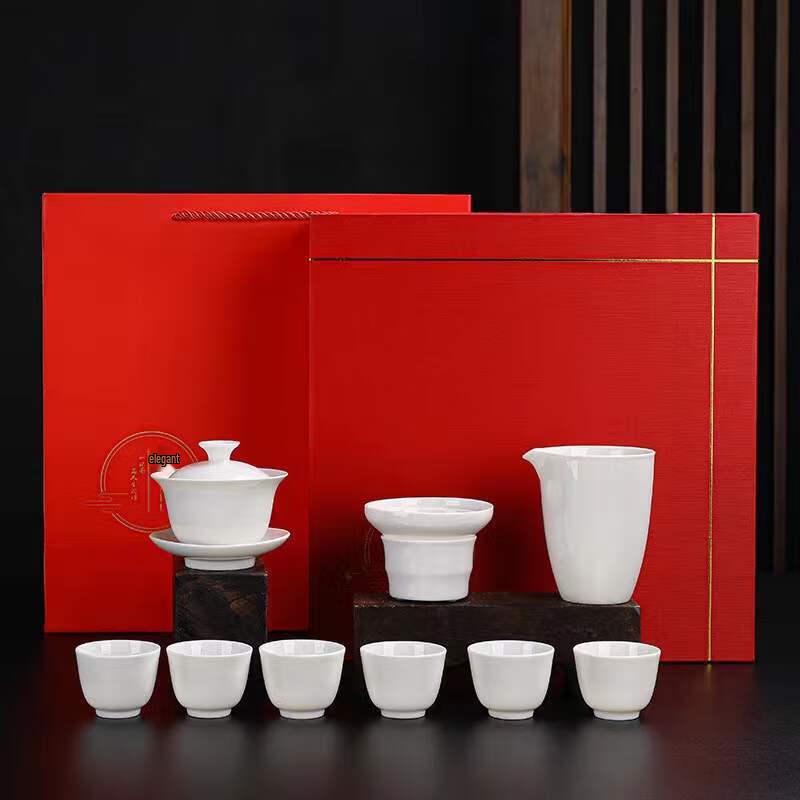 Mutton Fat Jade Ceramic Kung Fu Tea Set