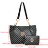 Women's Vintage M Logo Tote Bag Glossy Finish Large Capacity Zipper PU Detachable Pouch Easy Organize for Daily Commute Shopping