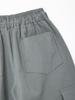 IKALOOK Linen Washed Spandex Elastic Waist Cargo Pants Cpt110