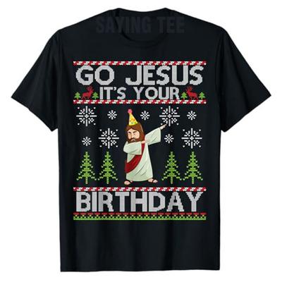 Dabbing Go Jesus It's Your Birthday Merry Christmas Day T-Shirt Men Clothing Daddy Husband Xmas Costume Gifts Funny Saying Tee