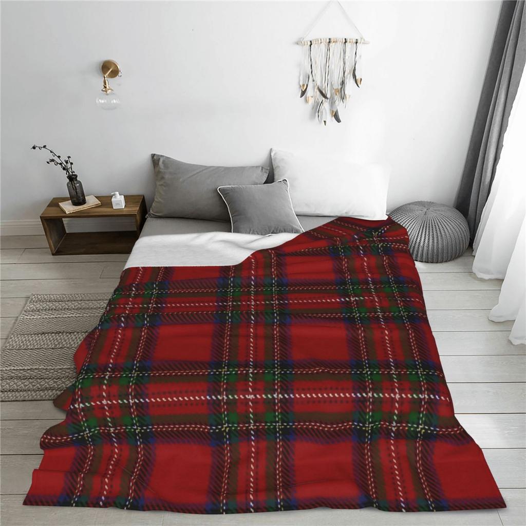 Coperta Morbida e Confortevole in Pile Flanella Stampata Tartan Scozzese per Tutte le Stagioni Adatta per Divano Letto Viaggio e Ufficio