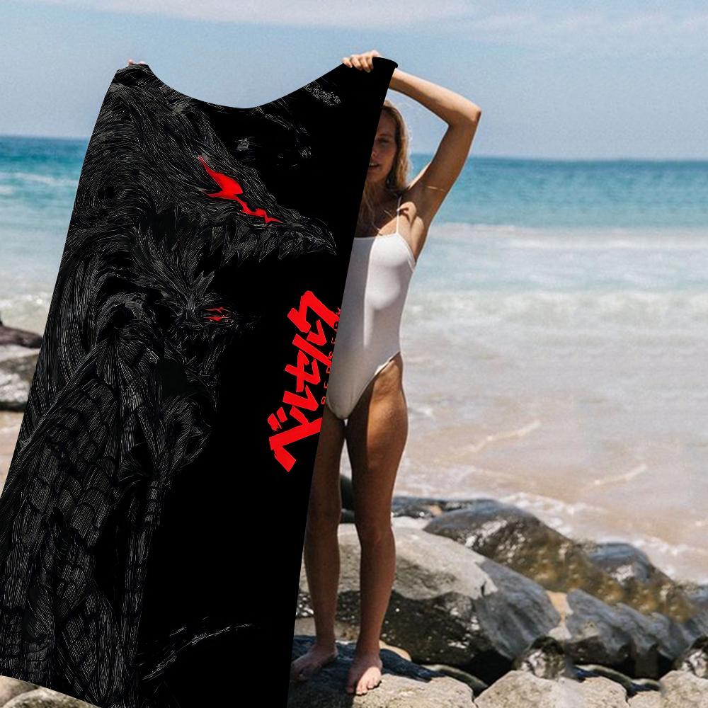 1Pc Berserk Anime Guts & Beast Armor Beach Towel Set Microfiber Soft Quick Dry Bath Towel For Fans Swimming Outdoor