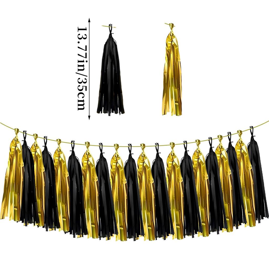 20 Pcs/Bag 35Cm Paper Tassel Black Gold New Year'S Birthday Party Wedding Arrangement Diy Tassel Curtain Ribbon